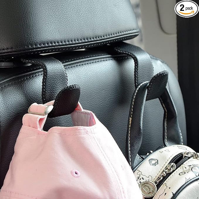 yicheyiyou Car Hooks Universal Car Vehicle Back Seat Headrest Hanger Holder Hook Microfiber Leather & Stainless Steel for Bag Purse Cloth Drink Grocery (Black) by yicheyiyou