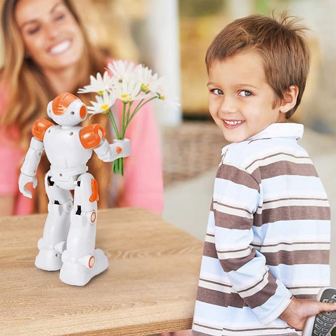 KingsDragon RC Robot Toys for Kids, Gesture & Sensing Programmable Remote Control Smart Robot for Age 3 4 5 6 7 8 Year Old Boys Girls Birthday Gift Present,Orange - Image 7