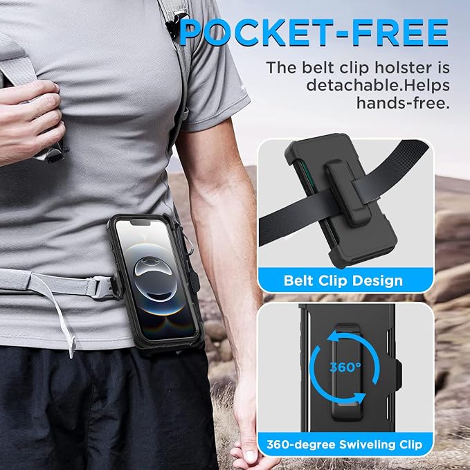 AICase for iPhone 17e/iPhone 16e Case with Belt Clip Holster,Heavy Duty Drop Protection Full Body Rugged Shockproof/Drop Proof/Dust Proof Military Protective Tough Durable Cover for iPhone 17E/16E - Image 5