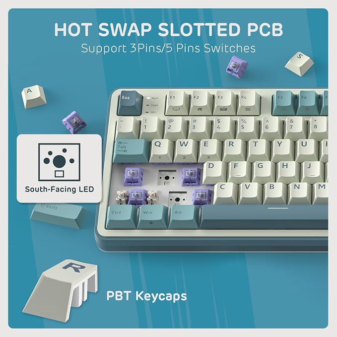 RK ROYAL KLUDGE S98 Wireless Mechanical Keyboard w/Smart Display & Knob | 96% RGB Wireless Gaming Keyboard BT/2.4G/USB-C, Hot Swappable Custom Keyboards, Creamy Sound Silent Computer Keyboard - Image 6