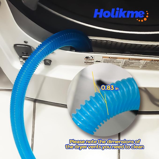 Holikme Dryer Vent Cleaner Kit – Blue Lint Vacuum Attachment | Dryer Vent Vacuum Hose Replacement Parts Reach Deep Inside Vents - Remove Hidden Lint, Speed Drying & Reduce Fire Risk - Image 4