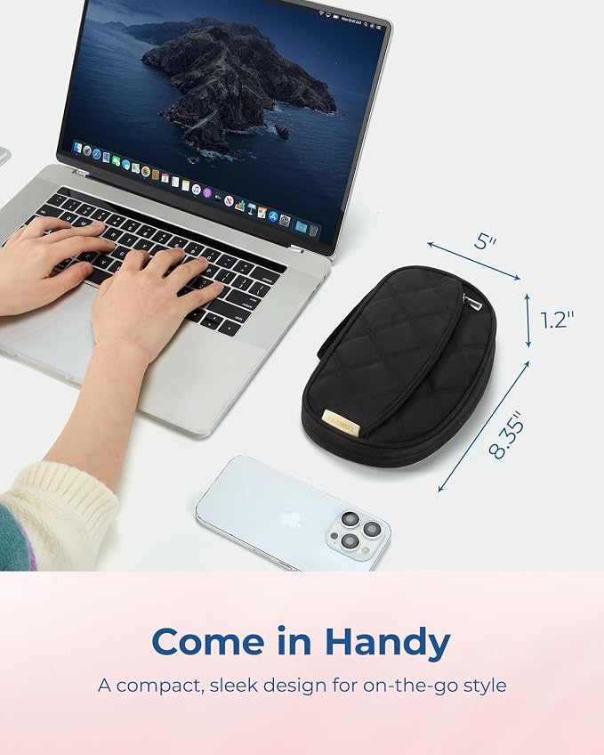 BAGSMART Travel Cord Organizer Electronics Case, Puffer Cable Organizer Bag Travel Essentials for Women, Small Tech Organizer Travel Case for Charger, Cable, Phone, Flash Drive Black - Image 3
