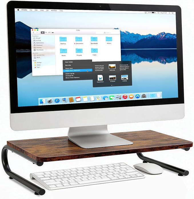 ARCOBIS Monitor Riser for Desk, Wood & Metal Computer Monitor Stand, Laptop, PC, Printer Stand Riser, Rustic Brown - Image 6