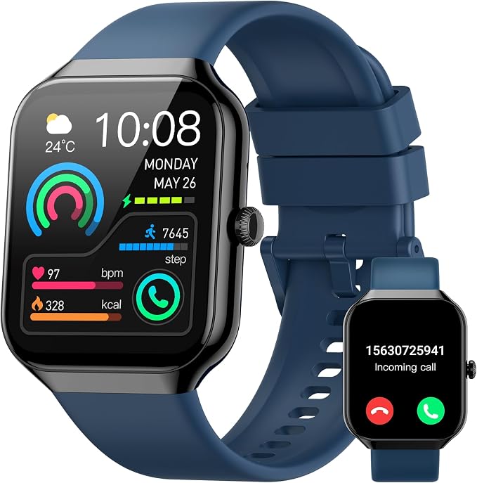 Smart Watch for Men Women (Answer/Make Call), 1.96"HD Smartwatch with Heart Rate/Sleep Monitor/Pedometer/Calories, 113+ Sports Fitness Watch, IP68 Waterproof Activity Tracker for Android iOS-Blue by Jugeman