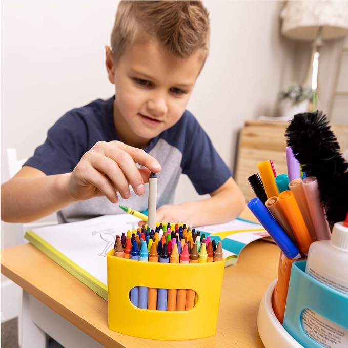 Hapinest Rotating Art Supply Organizer - Crayon, Marker & Pencil Storage Solution for School Teachers & Classroom Crafts - Rotating Desk Organizer Caddy - Image 4