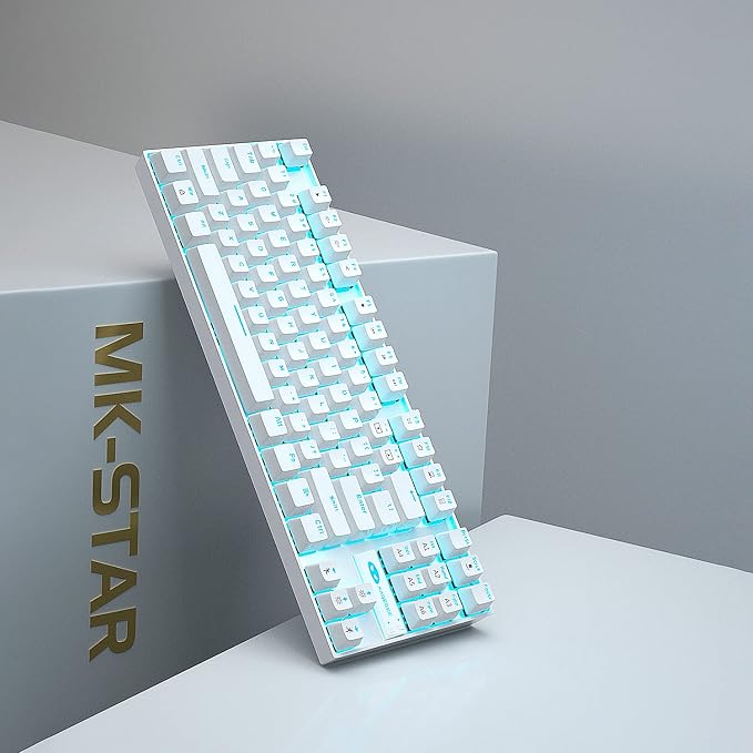 MageGee Mechanical Gaming Keyboard with Blue Switch, Compact 87 Keys Wired Computer Keyboard for Windows Laptop PC Gamer, LED Ice Blue Backlit, White - Image 7