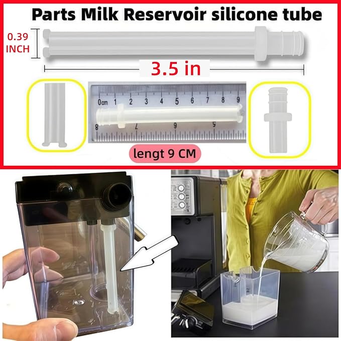 (2 pack) 162416-000-000 silicone tube Milk Frothing silicone Pipe Tube Compatible with Mr Coffee BVMC-ECMP1000 BVMC-ECMP1000RB BVMC-ECMP1102 Coffee Maker Milk foam straw - Image 3