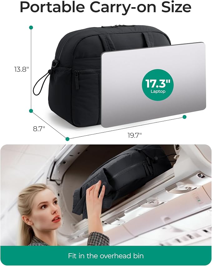 BAGSMART Duffle Bag for Travel, Gym Bag for Women, Weekender Carry on Bag | PVC Wet Pocket, Airline Approved Personal Carry-on Size, Fits Under-seat, One Bag for Gym, Travel, Hospital, Overnight - Image 2