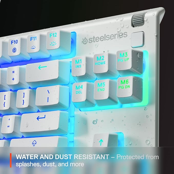 SteelSeries Apex 3 TKL White RGB Gaming Keyboard — Tenkeyless Compact Form Factor — 8-Zone RGB Illumination — Water and Dust Resistant — Whisper-Quiet Gaming Switch - Image 4