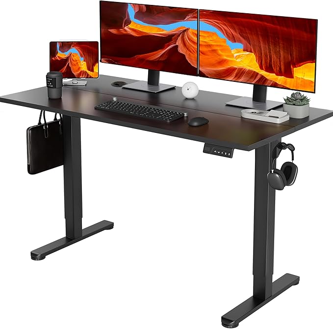 YDN 55 x 24 Inch Black Electric Standing Desk | Adjustable Height, Sit Stand, Cable Management, Ergonomic, Home Office by YDN