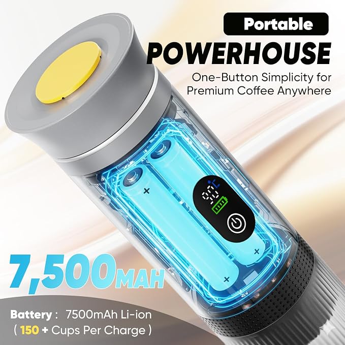 Portable Self-Heating Espresso Maker for Ground Coffee and Capsules | Rechargeable 80 ml travel coffee machine for camping, road trips and car use - Image 5