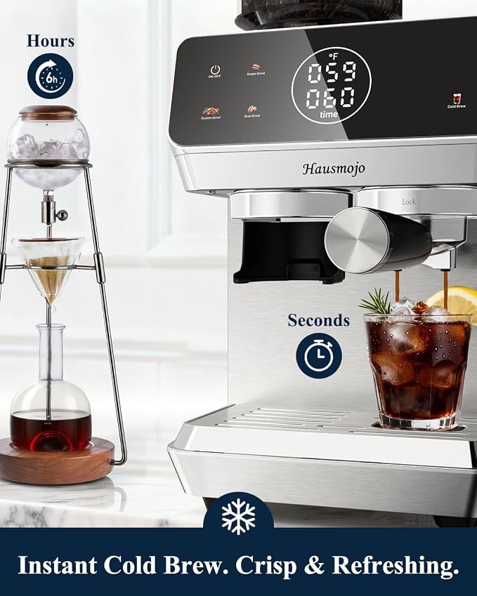 CM1620 Espresso Machine with Built-in Burr Grinder, 20 Bar Bean-to-Cup Espresso Maker with 44 Grind Settings & Steam Wand, Touchscreen Coffee Machine for Latte, Cappuccino - Image 6