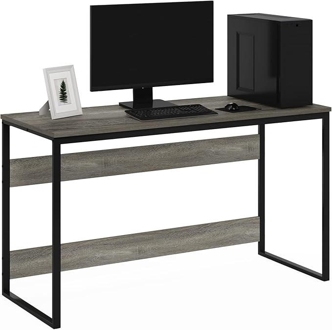 Furinno Moretti Computer Desk, Gaming Desk with Metal Frame, Office Desk, 52" Width, for Home Office, Gaming, Study, Grey Oak by Furinno-FitsYourSpaceFitsYourBudget