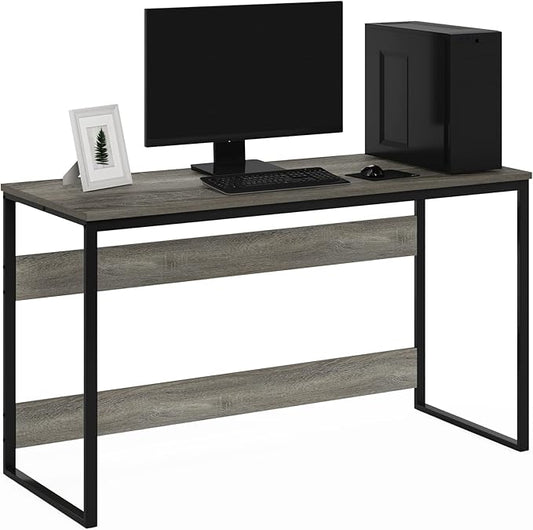 Furinno Moretti Computer Desk, Gaming Desk with Metal Frame, Office Desk, 52" Width, for Home Office, Gaming, Study, Grey Oak by Furinno-FitsYourSpaceFitsYourBudget