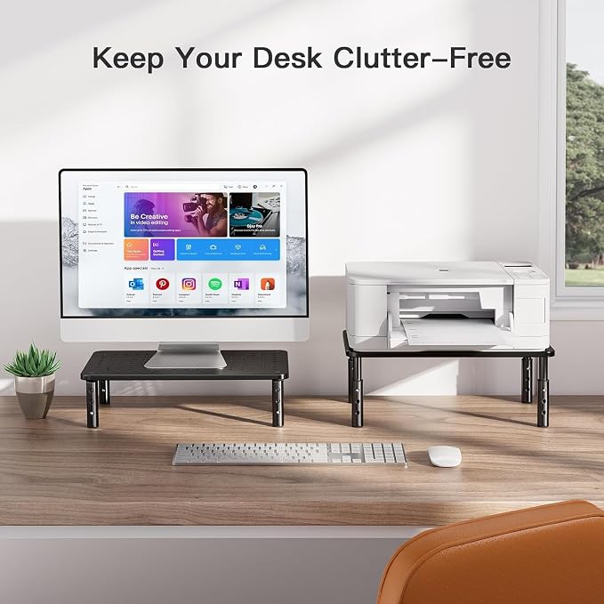 HUANUO Monitor Stand for Desk, Computer Monitor Stand Height Adjustable, Monitor Riser for 2 Monitors, Laptop Stand for Desk, 2 Pack, Black - Image 8