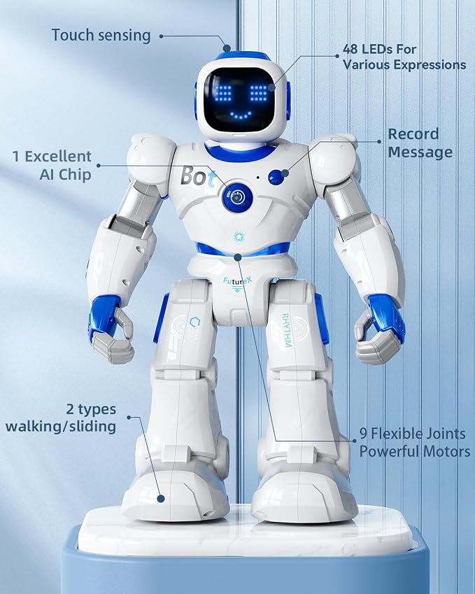Ruko 1088 Smart Robot Toy for Kids, Large Programmable Interactive Gift | Support Remote Control & App Control & Voice Command, Birthday Gift for Boys & Girls Ages 4 5 6 7 8 9, Blue - Image 9