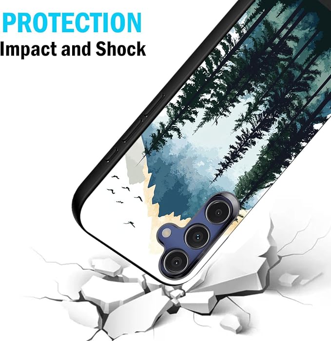 Designed for Galaxy A16 5G Phone Case,Slim Silicone Shockproof Protective Case for Galaxy A16 5G 6.7 inch,Watercolor Forest Mountains - Image 2