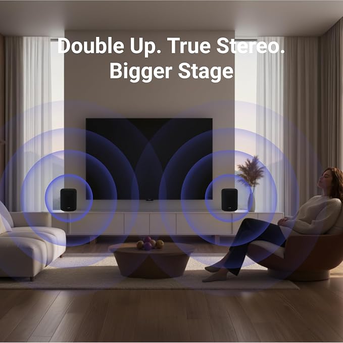 WiiM Sound Lite Smart Speaker, Hi‑Res 24‑bit/192 kHz, AI RoomFit™ Room Correction, 100W Peak, Wi‑Fi 6E/Bluetooth 5.3, Multi‑Room & Stereo Pairing, Black - Image 6