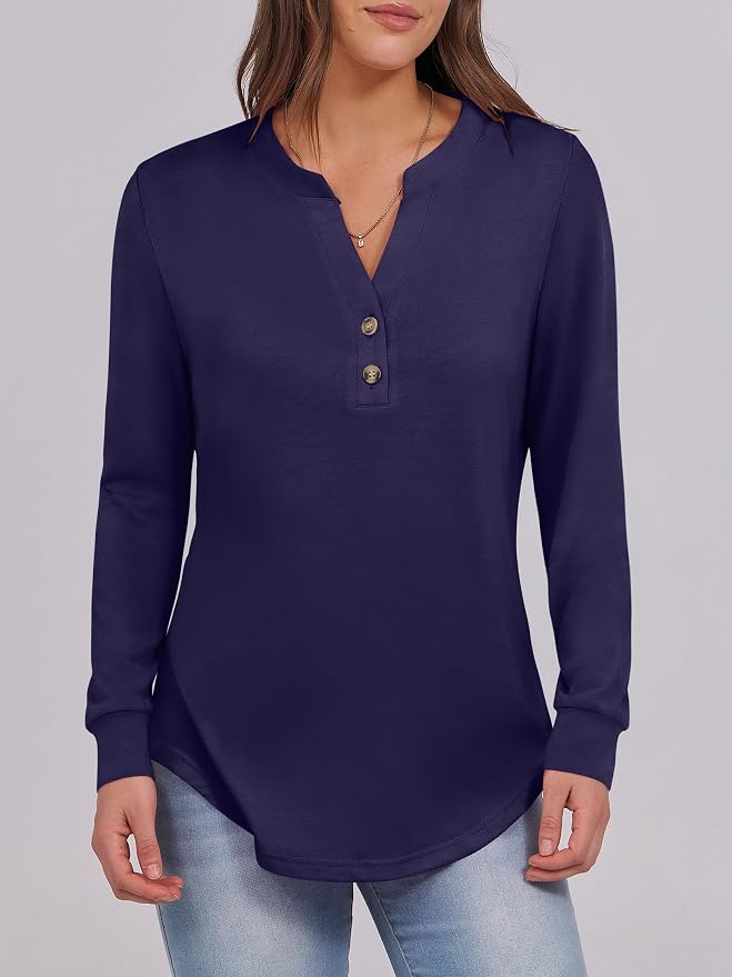 ANRABESS Women's Long Sleeve Shirts 2026 Spring Fashion Dressy Casual Tops Trendy Henley Blouses Cute Work Outfits Clothes - Image 4