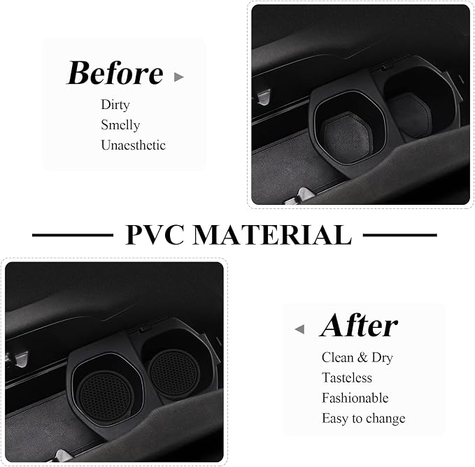 4 Pack Car Coasters, 2.75inch Universal Non-Slip Car Cup Holder Coaster for Car, PVC Cup Pad Mat Car Coasters for Cup Holders for Women (Black) - Image 5