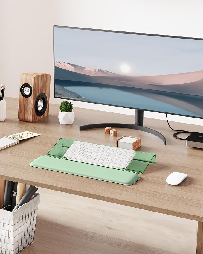 Laborio Computer Keyboard Wrist Rest, Keyboard Riser Stand for Desktop | Green, Ergonomic Acrylic Keyboard Holder, Non-slip Wrist Pad, Pain Relief for Typing, Multiple Colors - Image 6