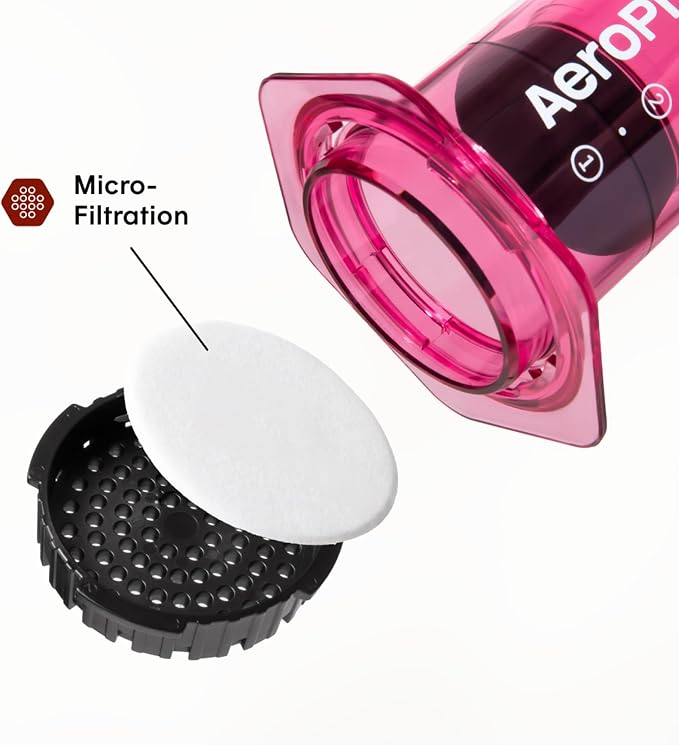 AeroPress Clear Pink Coffee Press, French Press, Pour-Over & Espresso Style | All-in-One Manual Coffee Maker, 2-Minute Brew, Less Bitterness, More Flavor, Portable, Travel & Camping - Image 3