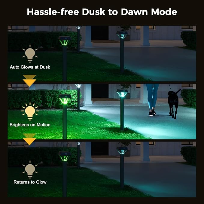 XMCOSY+ Smart Solar Pathway Lights, Bluetooth APP Control with Motion Sensor, 150LM RGBCW Color Changing Landscape Lighting for Yard, Garage, Garden, Lawn, IP65 Waterproof, 2 Pack - Image 7