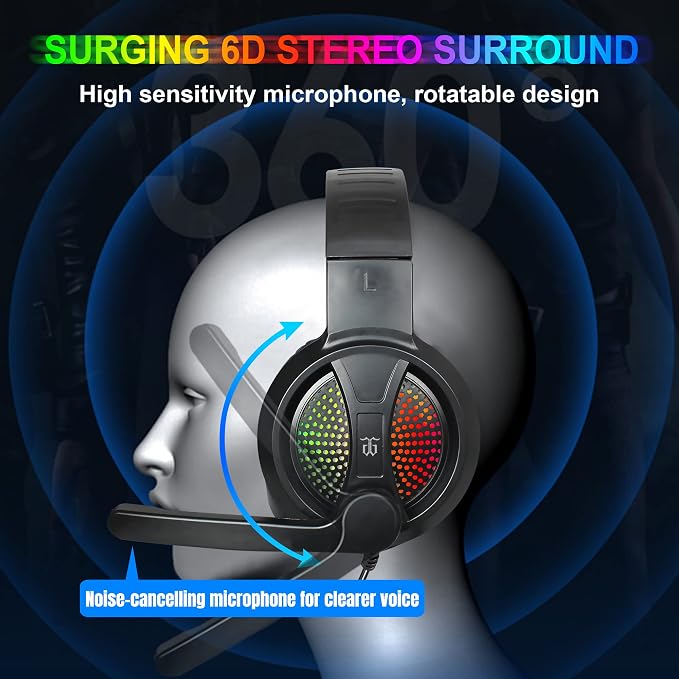 DGG Gaming Keyboard and Mouse, Headphones, Mouse pad Combo for PC Gamers | RGB Backlight Gaming Keyboard and Mouse Bundle with Headset, All in One for Xbox and PS4 Users - Image 5