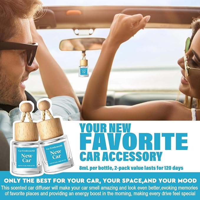 HoogaLife Car Air Freshener Diffuser 2 Pack Hanging Air Freshener - New Car Fragrance Oil Air Diffuser for Automobile, 45+ Days Long Lasting Fragrance Made in USA (N82) - Image 4
