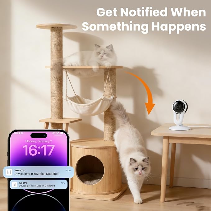 2 Pack Smart Indoor Home Camera, 2K WiFi Cameras for Pet & Family Monitoring, Motion & Sound Alerts, Night Vision, 2-Way Audio, Alexa Compatible - Image 3