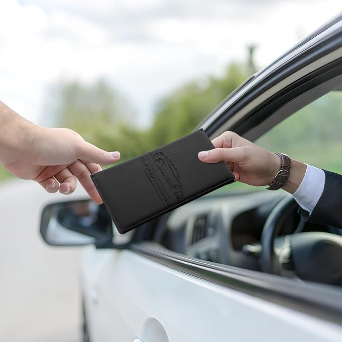 JUSTTOP 1Pack Car Registration and Insurance Holder,Car Document Holder for Cards License with Magnetic Shut,Vehicle Glove Box Car Organizer for Documents, Cards, License(Black) - Image 6