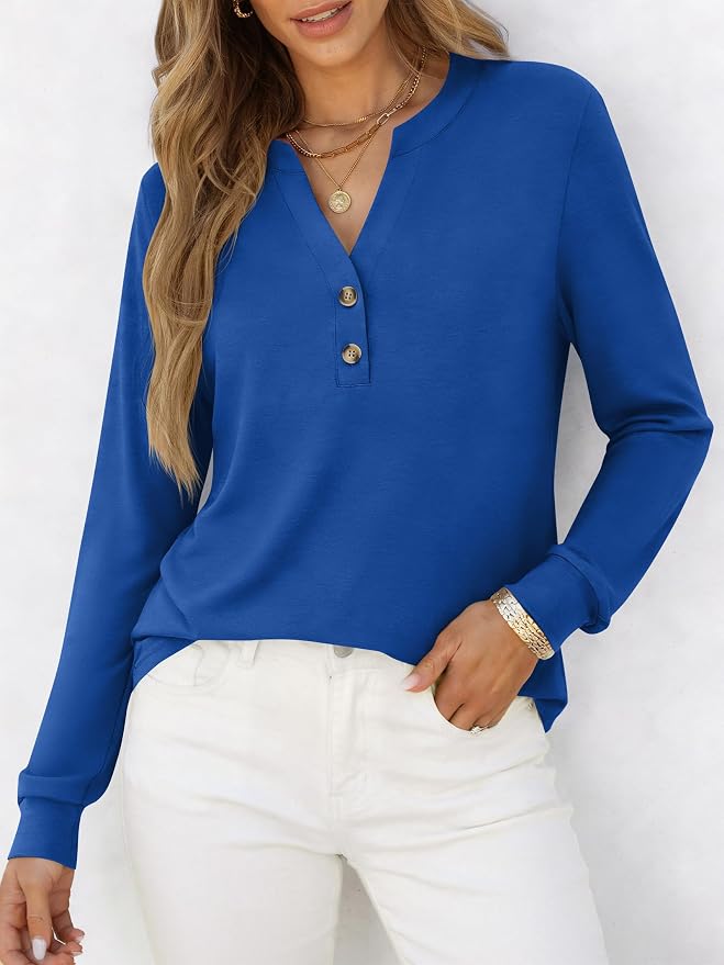 ANRABESS Women's Long Sleeve Shirts 2026 Spring Fashion Dressy Casual Tops Trendy Henley Blouses Cute Work Outfits Clothes - Image 2