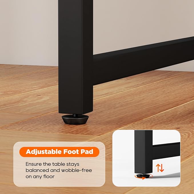 PayLessHere | 63 Inch Computer Desk | Black | Office Desk with Metal Frame, Adjustable Feet | Water-Resistant, Scratchproof Surface | Sturdy Writing Table for Home Office or Study | Pack of 1 - Image 6