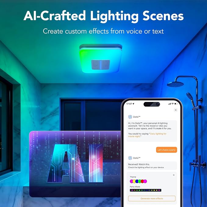 OREiN Matter Smart Bathroom Fan with Light – Humidity Sensor, 130–160 CFM Ventilation, Ultra-Quiet 1.0 Sone, Tunable White & Custom RGB, Dual Bluetooth Speakers, Compatible with Alexa & Google Home - Image 8