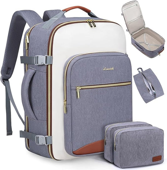 LOVEVOOK 50L Travel Backpack for Women & Men, Airline Approved Carry On Luggage with 3 Packing Cubes, TSA Overnight Bags, Waterproof Personal Item Bag, Weekender Essentials Backpacks fits 17" Laptop by LOVEVOOK