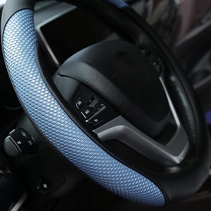 Valleycomfy Steering Wheel Cover with Microfiber Leather for Car Truck SUV 15 inch (Blue) - Image 3
