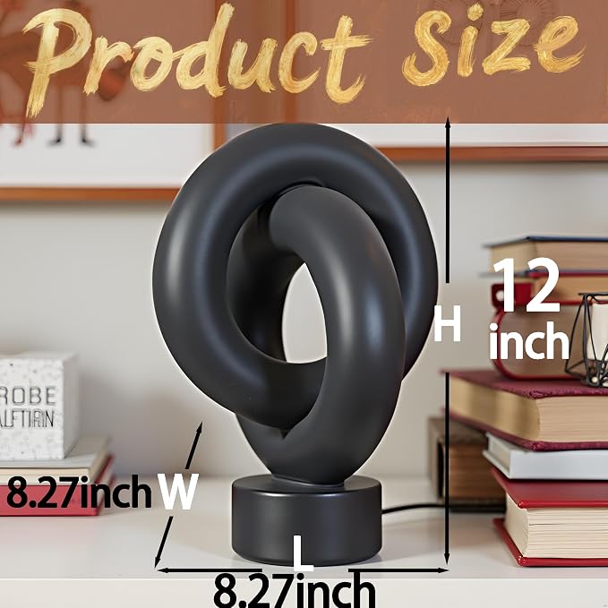 12" Modern Abstract Ring Decorative Sculpture, Knot Sculptures,Home Decor,Coffee Table Statues,Dining Living Room Desk Decor,Black - Image 5