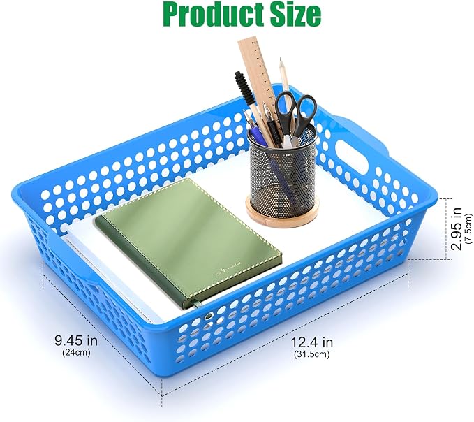 QRRICA 18 Pack Plastic Classroom Storage Baskets, Paper Trays for Classroom Organization & Turn in Trays for Teachers, Students, Desk Organizer Bin 13.8x10.6x3.1 Inch - Image 2