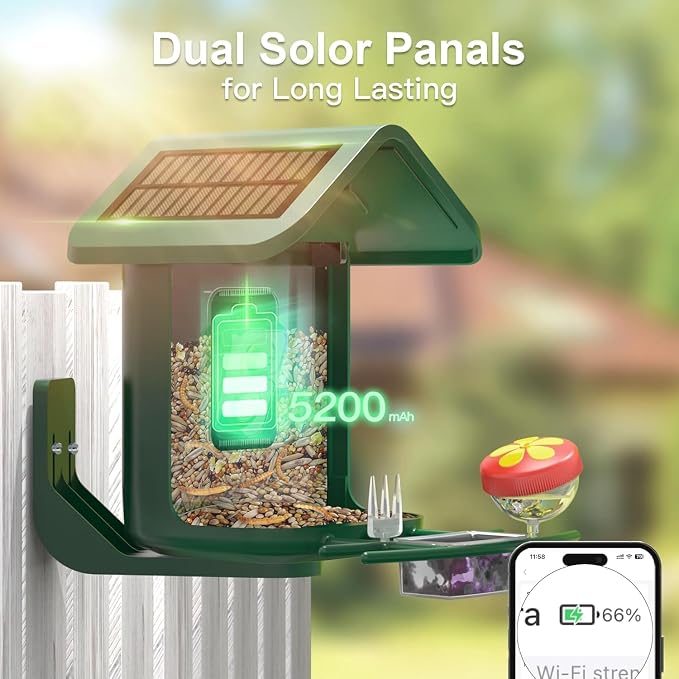 Bird Feeder with Camera Solar Powered : Smart Camera Bird Feeder 2K Live Feed Cam for Backyard - AI Identify Auto Capture Videos Pictures, Gifts for Birdlover Mom Dad, 2.4GHz WiFi - Image 3