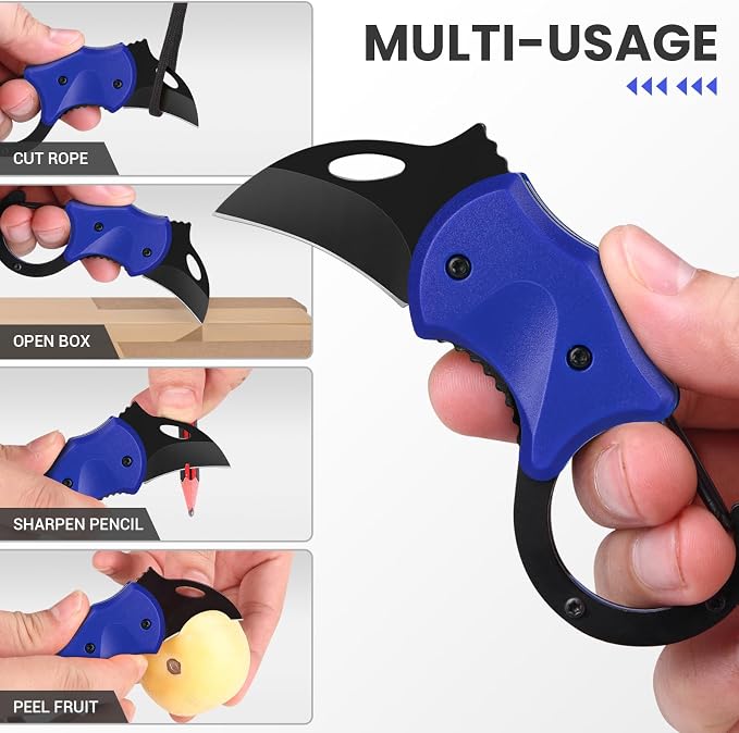FUNBRO Small Pocket Knife for Men, Edc Knives Tool | Cool Folding Knife Box Cutter with 1.34 Inch Sharp Blade, Great Gift for Men (klein Blue) - Image 4