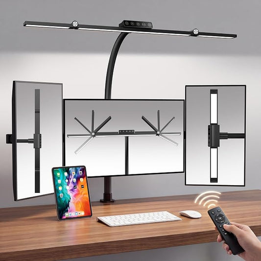 LED Desk Lamp Clamp 24W Adjustable Neck Touch Remote Control | 24W Ultra Bright LED Lighting, Flexible Adjustable Clamp Design, Flexible Adjustable Clamp Design by GARMESE