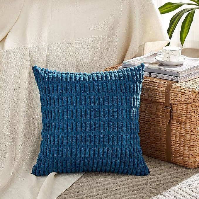 Fancy Homi 4 Packs Decorative Throw Pillow Covers for Living Room Couch Bed, Modern Farmhouse Boho Home Décor Accent Cushion Case, 22" x 22", Teal - Image 2
