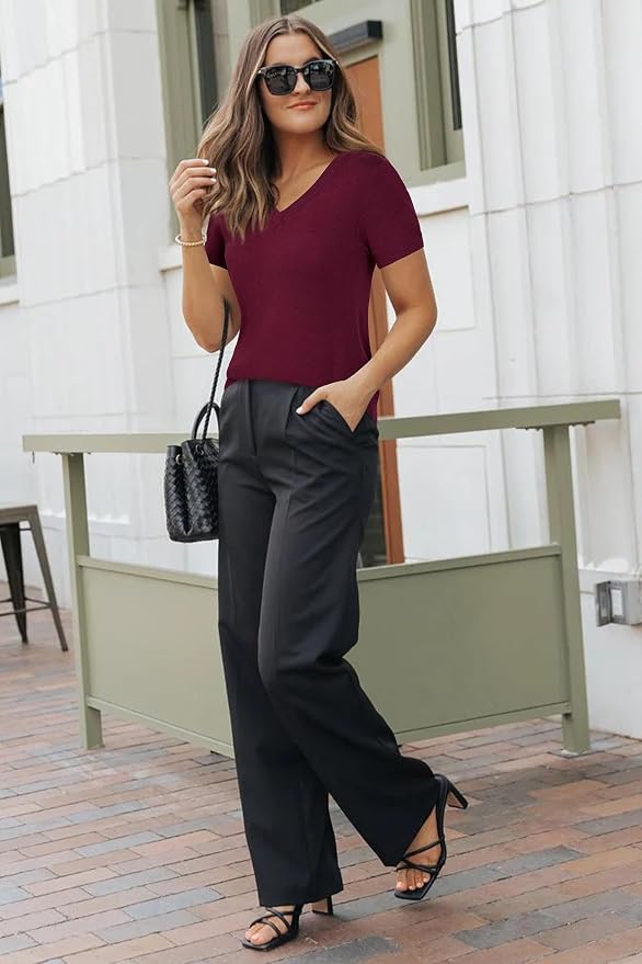 Arach&Cloz Women's Wool Blend Spring Summer Lightweight Business Casual Sweater Tops 2026 - Image 5