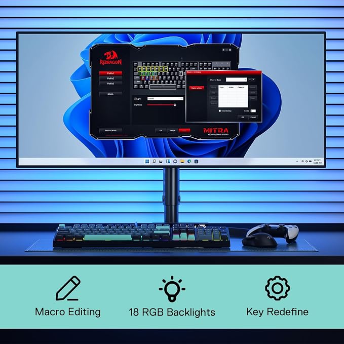 Redragon K582 SE Wired RGB Mechanical Gaming Keyboard, 104-Key, PBT Keycaps | 16.8M Color Immersive eSports Lighting Vibe, Quiet Keystrokes w/ Sound-Absorbing Foam, N-Key Rollover, Customize Software - Image 8