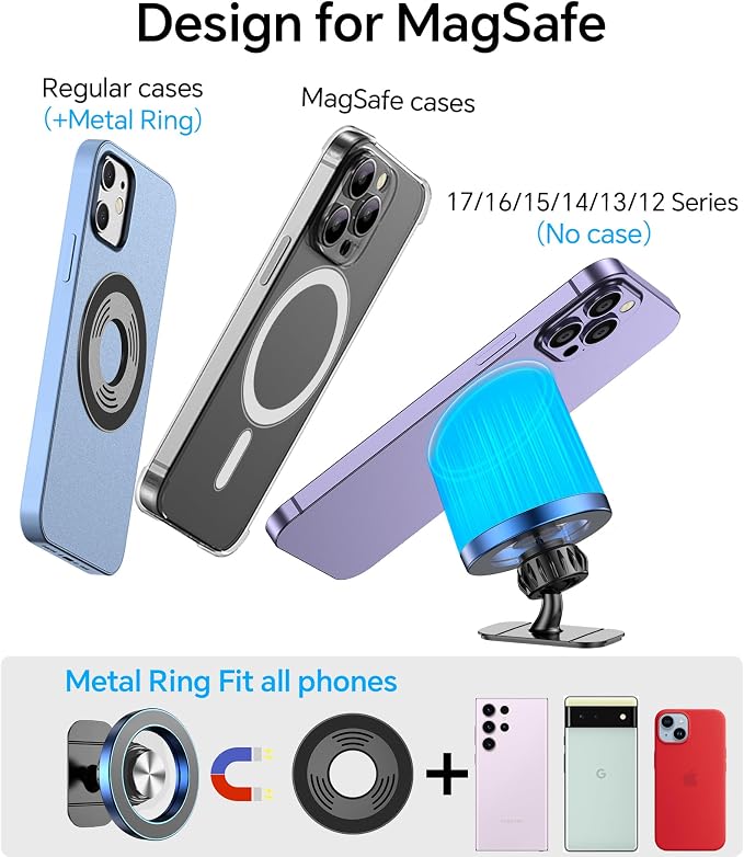 Kaistyle for Magsafe Car Mount【20 Strong Magnets】Magnetic Phone Holder for Car Phone Holder Mount Dash Mounted Holders Cell Phone Holders for Your Car Accessories for Women Men for iPhone 17 16 15 14 - Image 7