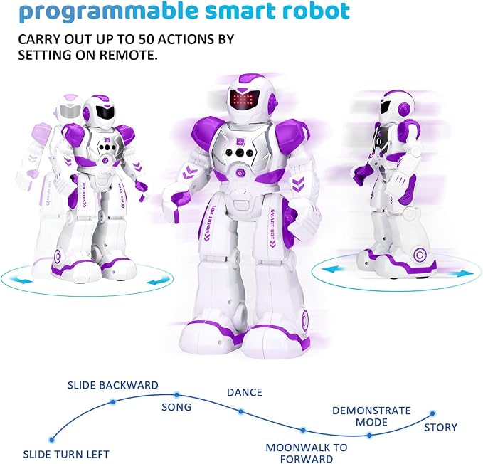 KingsDragon Robots Toy for Kids, RC Gesture Sensing Toy, Interactive Walking Singing Dancing Robot Birthday Presents for Boys Girls Age 6 7 8 9 Years Old,Purple - Image 8