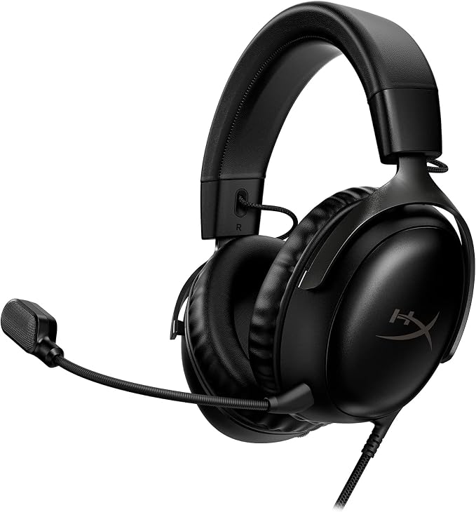 HyperX Cloud III – Wired Gaming Headset, PC, PS5, Xbox Series X|S, Angled 53mm Drivers, Spatial Audio, Memory Foam, Durable Frame, Ultra-Clear 10mm Mic, USB-C, USB-A, 3.5mm – Black by HyperX