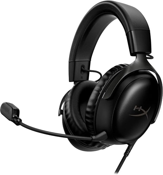 HyperX Cloud III – Wired Gaming Headset, PC, PS5, Xbox Series X|S, Angled 53mm Drivers, Spatial Audio, Memory Foam, Durable Frame, Ultra-Clear 10mm Mic, USB-C, USB-A, 3.5mm – Black by HyperX