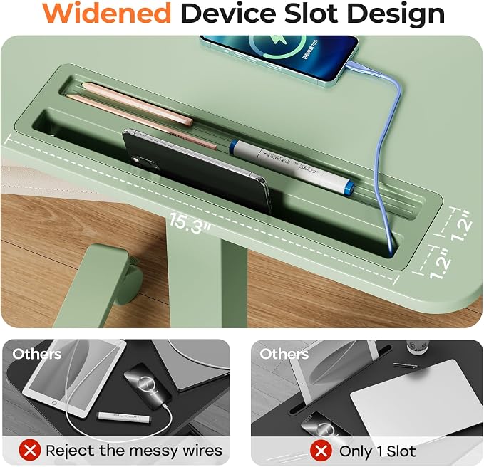 28" Mobile Standing Desk with Drawer, Portable Laptop Desk | Rolling Desk with Cup Holder and Hooks, Height Adjustable Computer Cart with Storage, Lockable & Hidden Wheels, Sage Green - Image 7