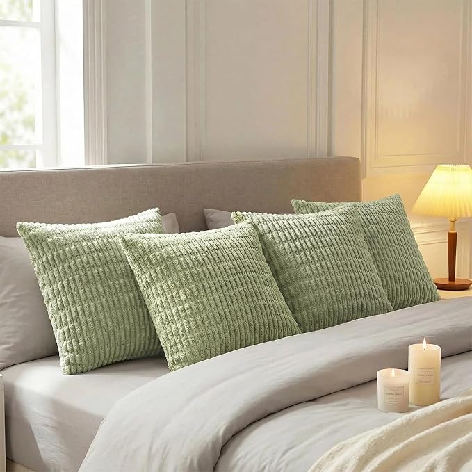 Fancy Homi 4 Packs Decorative Throw Pillow Covers for Living Room Couch Bed, Modern Farmhouse Boho Home Décor Accent Cushion Case, 18" x 18", Sage Green - Image 5